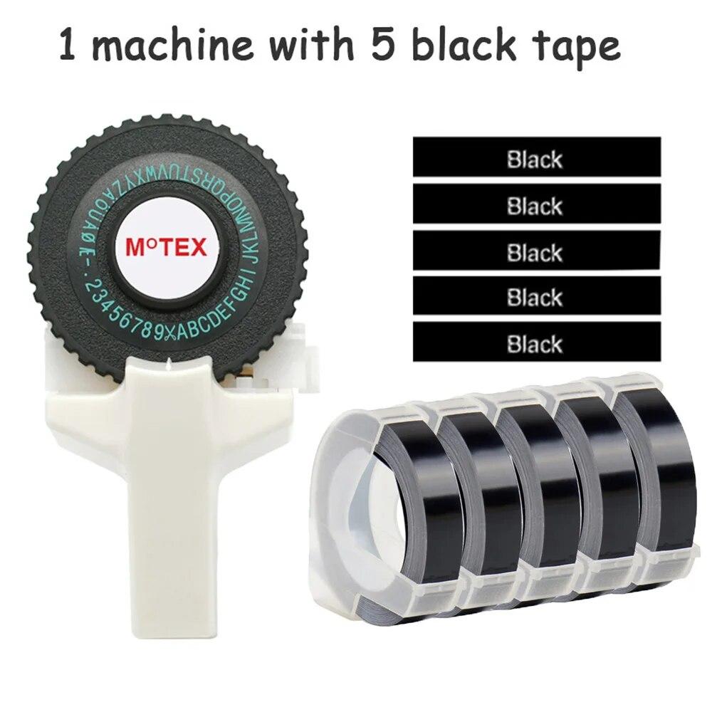 Red MoTex E101 Label Maker Machine Mini Printer Compatible for Dymo 3D Embossing Tape Manual Typewriter Embossing Label Maker