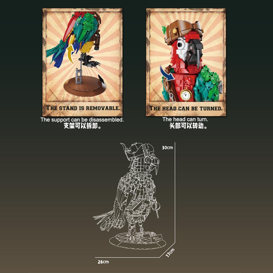 Kreativní Ostrovní Papoušek Malé Částice Stavebnice Zvířata Model Montážní Hračky Pro Děti Vánoční Narozeninové Dárky Dekorace