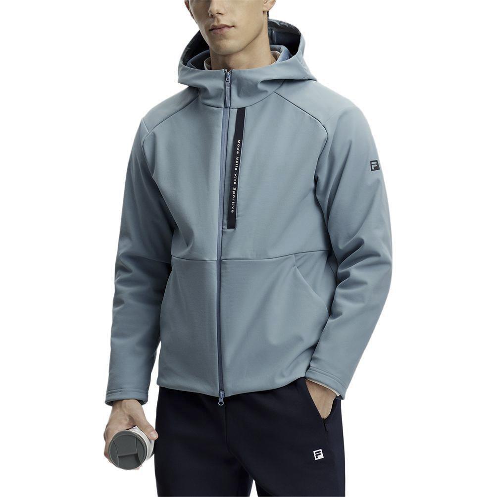Fila Solid Color Hooded Fitness Woven Jacket Men Jackets Star-Gray-Blue A11M411712F-BU
