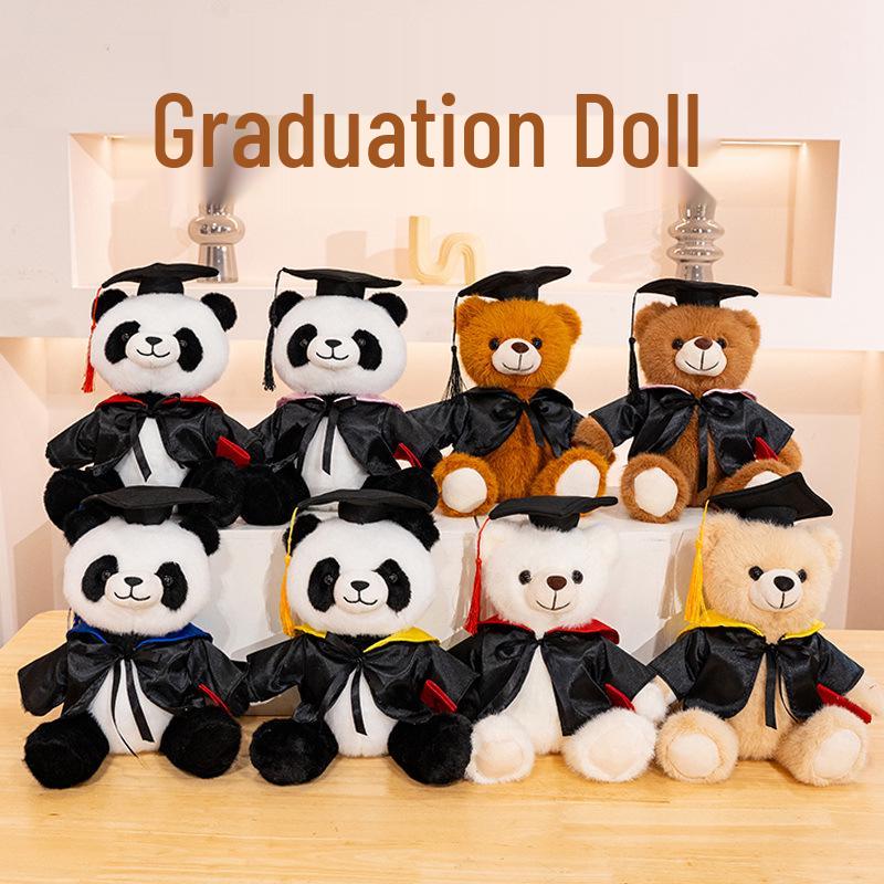 Graduation Panda Plush: Master's/Doctor's Cap Souvenir