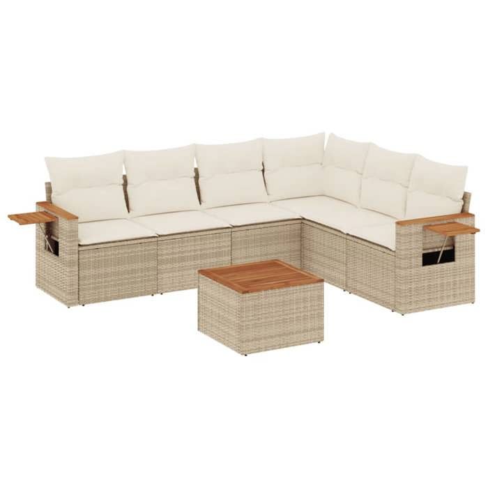 VidaXL Salon de Jardin avec Coussins 7 pcs, Canapés de Terrasse, Ensemble de Meubles de Patio, Mobilier d'Extérieur, Beige 3259251