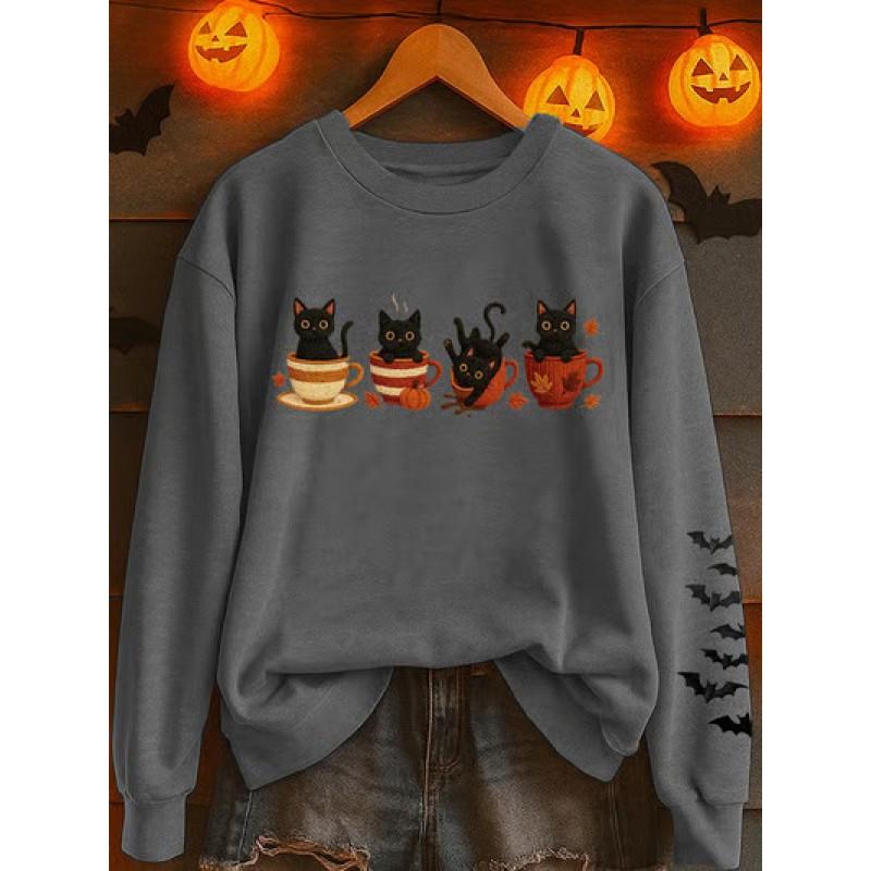 '' Halloween 3D Digital Print Casual Hoodie Women Animal Soft Cotton Blend Long Sleeve Regular Fit