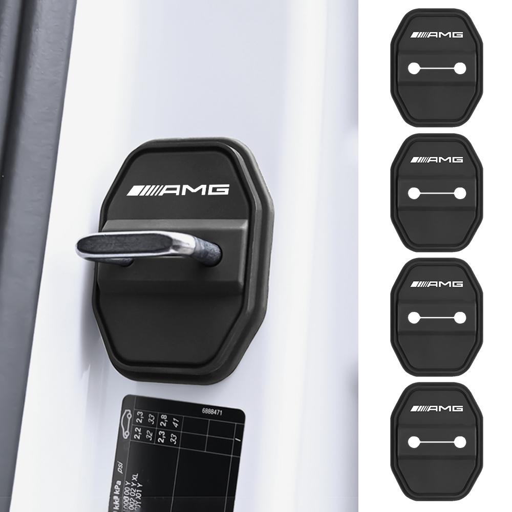 4Pcs Car Silicone Door Lock Protector Cover Buckle Cap Auto Accessories For Mercedes Benz AMG W204 W205 W203 W211 W212 W213 W201