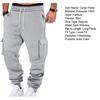 Men Cargo Pants Mid-rise Adjustable Waist Drawstring Casual Trousers with Reinforced Pockets Versatile Casual Wear