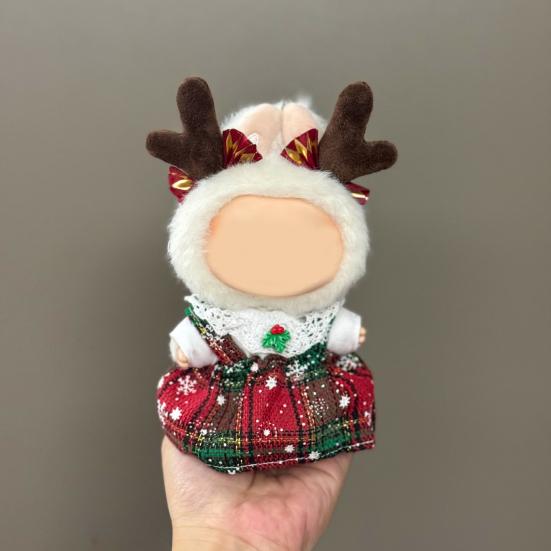 Christmas Costume Set 17cm Doll Outfit Santa Claus Clothes Santa Hat Dress Accessories Cute Dress Up Costume Set for Xmas Holiday Winter Gifts