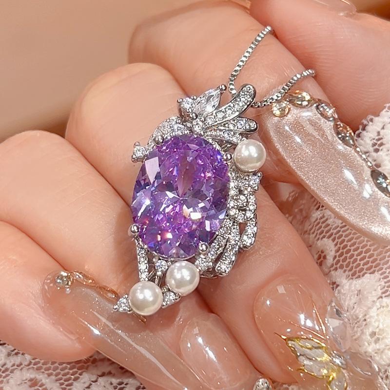 Set Accessories Inlaid Necklace Ring Color Treasure Bird'S Nest Cut Female Premium Sensitive Style