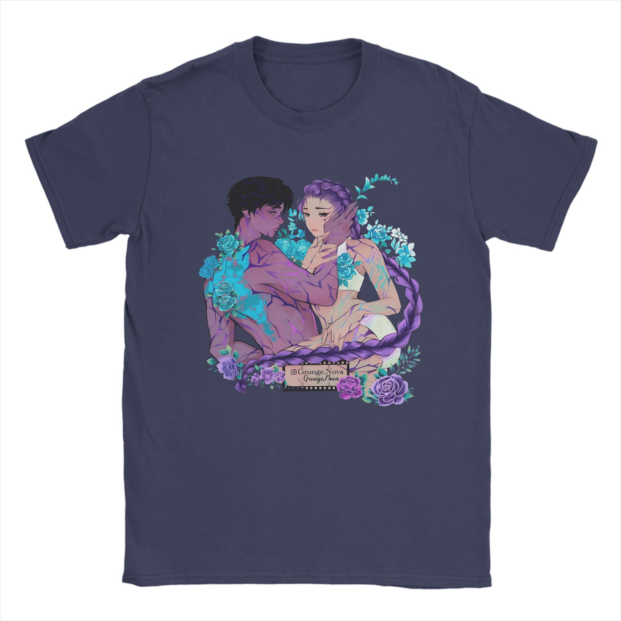 

Jinu And Rumin Kpop Demon Hunters Flowers T Shirt Summer Cotton T Shirts For Men Leisure Casual Tshirt Short Sleeve Vintage Tees 4XL