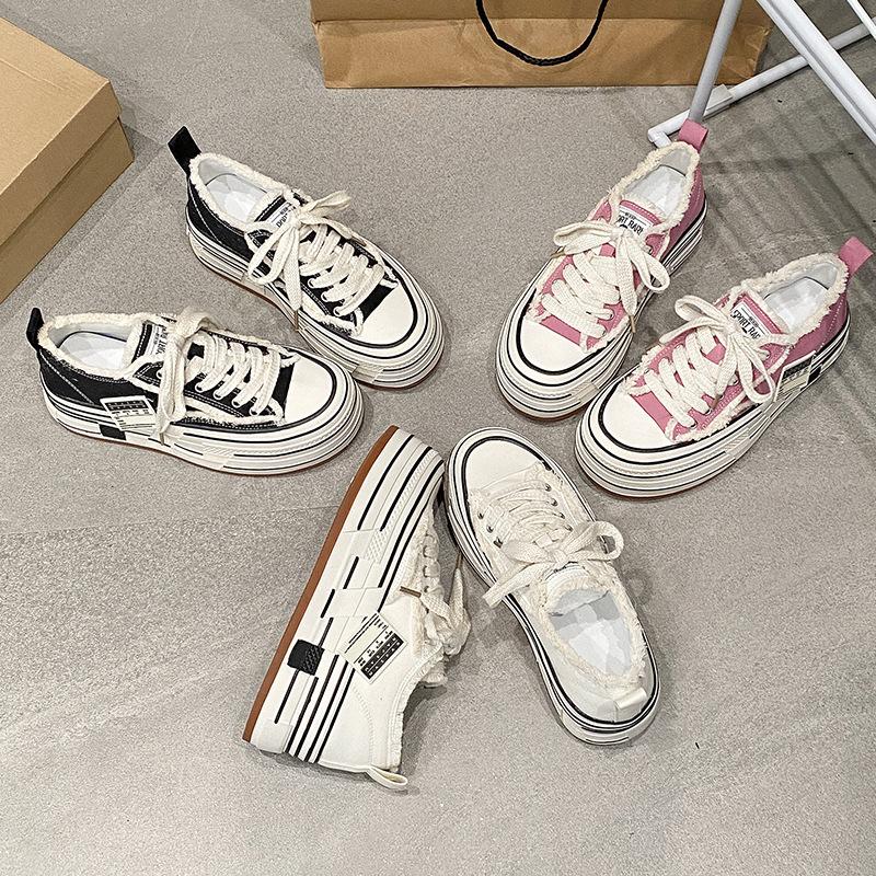 Spring thick-soled heightening muffin board shoes women's European white shoes casual muffin tide
