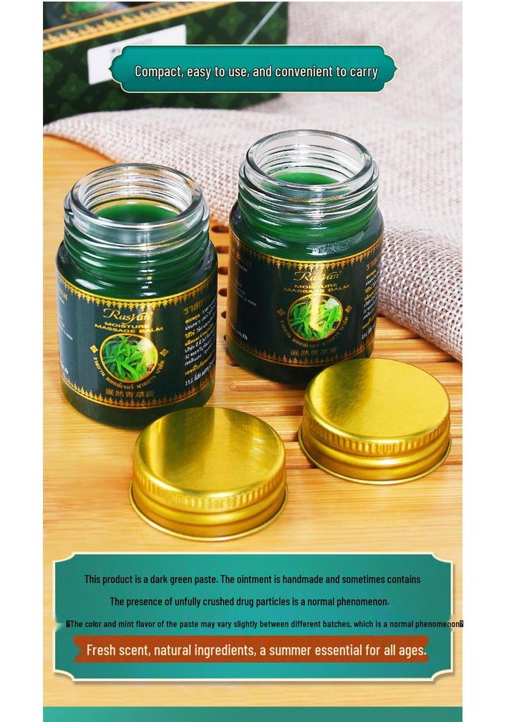 Rasyan Siam Original Thai Green Herbal Balm, 20g, Set of 3 Bottles, Authentic & Anti-counterfeit.