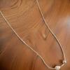 Women's Silver Ball Pearl Snake Chain Necklace