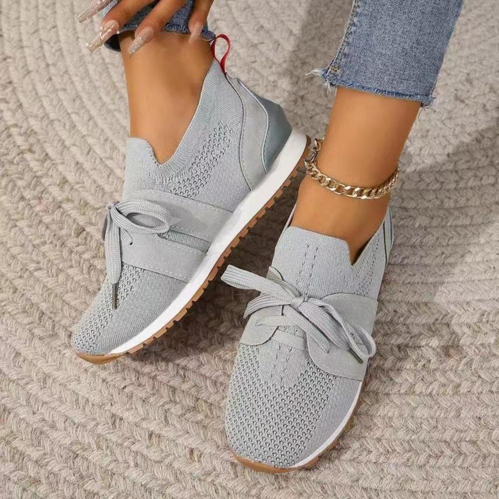 spring autumn New Brown Knit Breathable Sneakers Shoes Women Soft Sole Platform Flats Woman Plus Size 43 Non Slip Casual Shoes