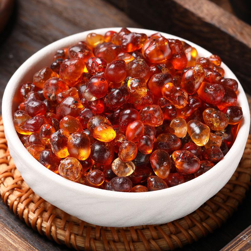 Amber Peach Gum: High Expansion, Mixed Quality, Freshly Stewed, Available in Large, Medium, Small Pearl Sizes