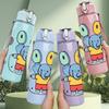 1PC Good D Letter Cartoon Print 750ml Color Plastic Sports Water Bottle Leakproof Flip Straw Lid Suitable for Sports Office Home Use