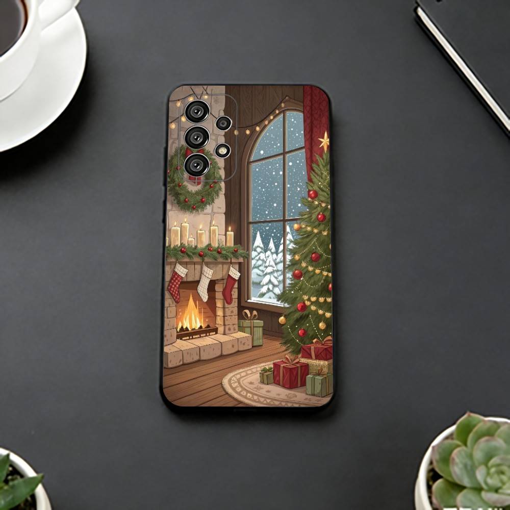 Christmas Santa Claus Phone Case Black Silicone Soft For Samsung S25,S24,S21,S22,S23,S30,Ultra,S20,Plus,Fe,Lite