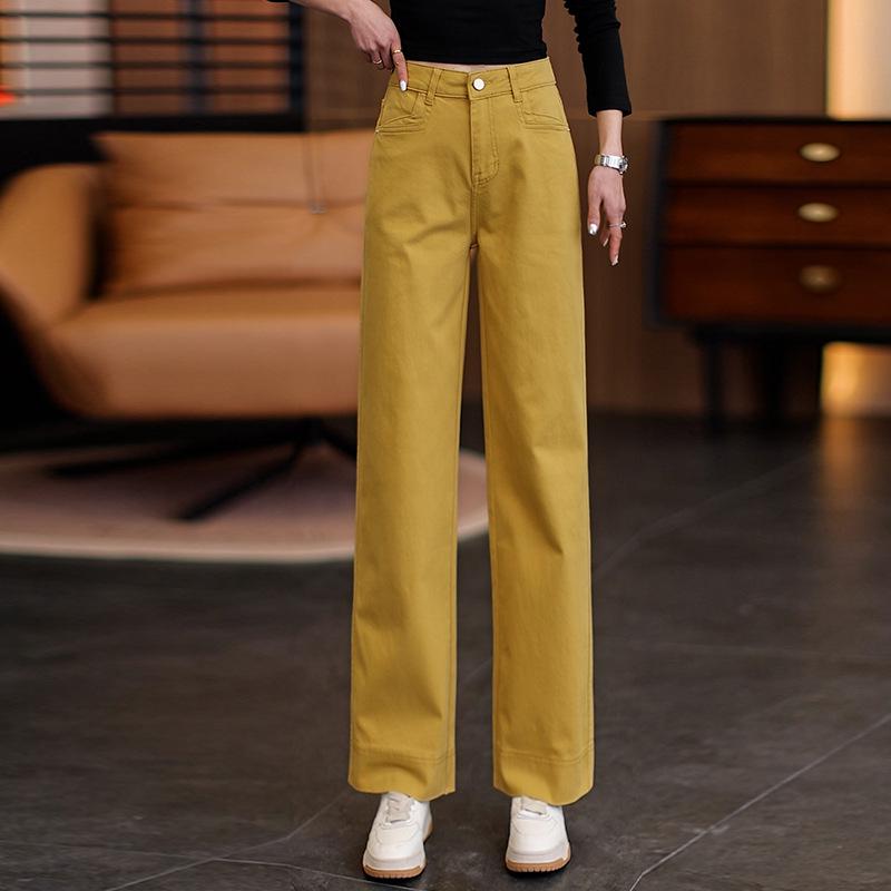 

Женские желтые джинсы с высокой талией и широкими штанинами - Коллекция Весна-Осень 2025 26 [80-95 lbs] имбирный/жёлтый