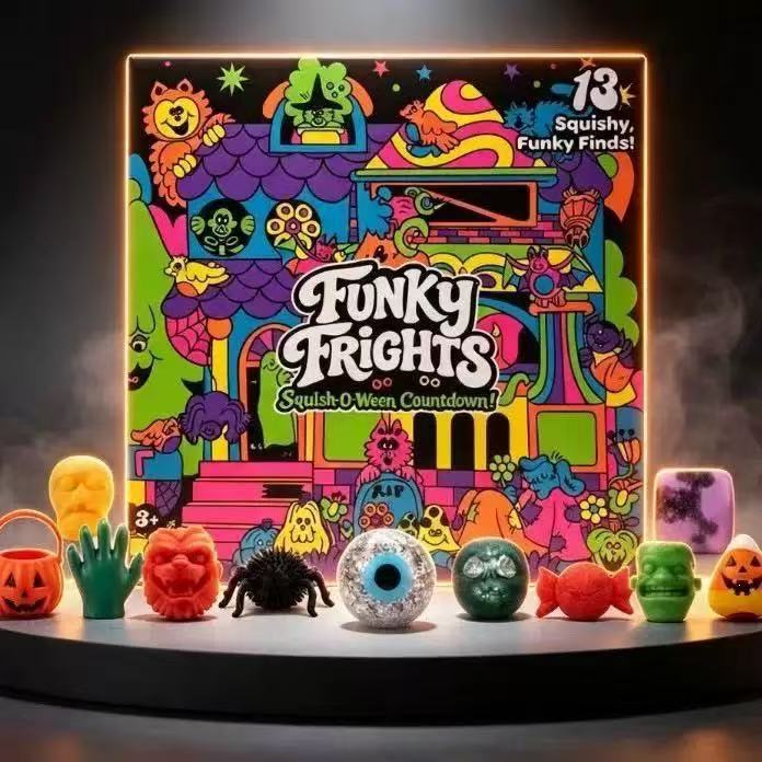 @Needoh Adventní kalendář / Funky Frights / Vánoce 24 Den 3D TPR Panenky Odpočet Rok Překvapení Dárky Pro Dospělé