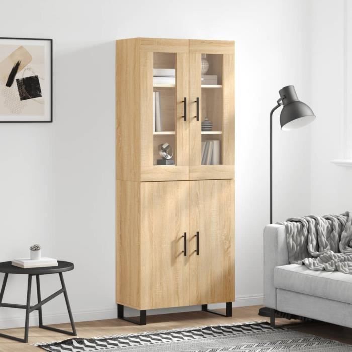 VidaXL Buffet haut Chêne sonoma 69,5x34x180 cm Bois d'ingénierie 3198236