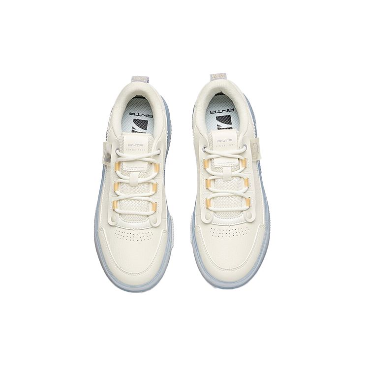 Anta Stash Jelly Shoes Transparent Sole Versatile Sports Casual Non-Slip Wear-Resistant Low-Top Skate Shoes Women sneaker White Purple 922228030-1