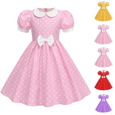 Rochie Moda Copii Cu mâneci scurte cu buline și guler pentru bebeluși