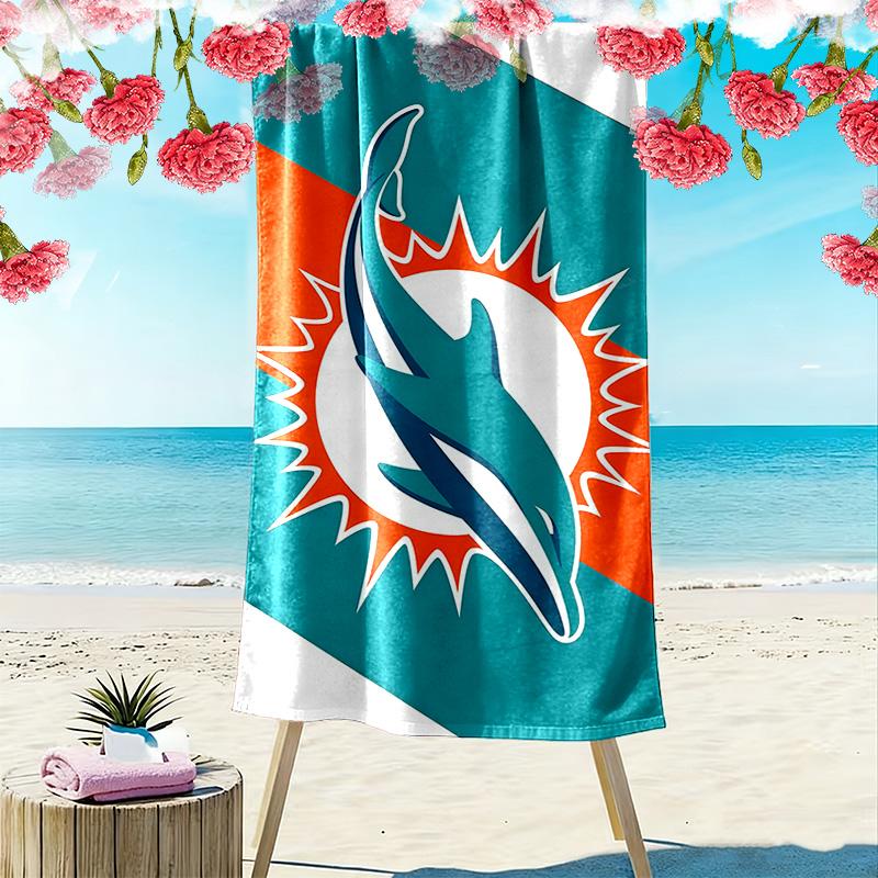 Miami Dolphins2 Print Beach Towel, Large Soft Quick Dry Towel for Beach Camping Swimming