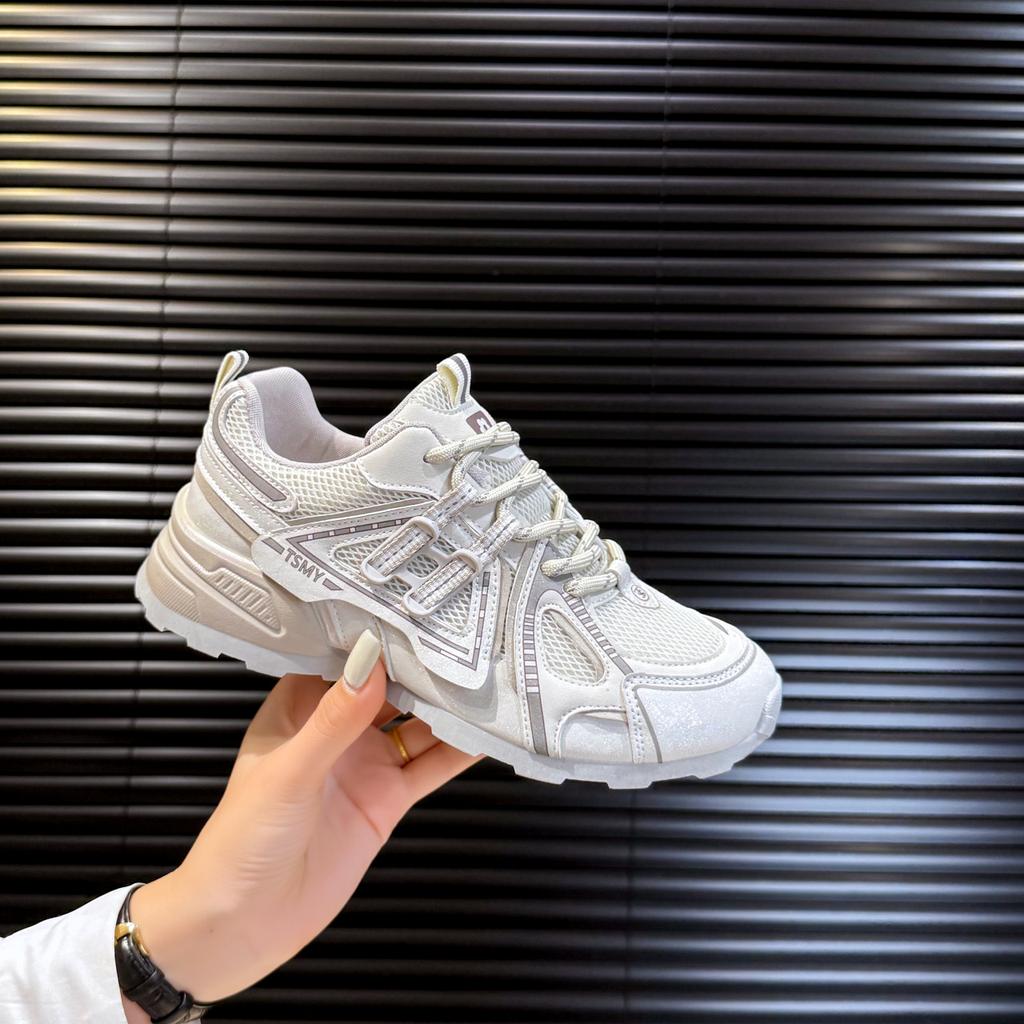 Silver Mesh Sneakers Women's Summer 2025 New Fashion Casual Running Breathable Platform Dad Shoes Ins Tide