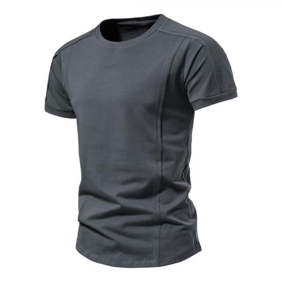 Men Summer Top Trendy Slim Fit Mid Length Men Summer Top Pure Color Summer T-shirt Summer T-shirt Male Clothing