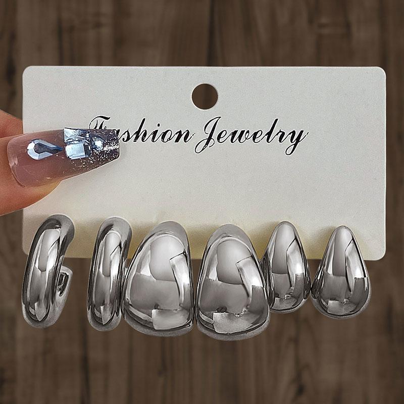 

New Trendy Gold Color Twisted C Shape Tear Drop Earrings Set for Women Fashion Metal Geometric Circle Earrings Jewelry