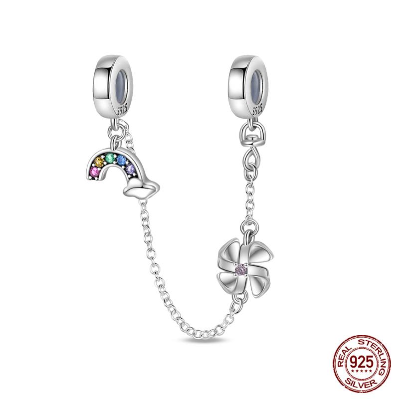 Copper Heart Shaped Keylock Cross Pattern Fantasy Cat Claw Safety Chains Fit Qikaola Original Bracelets Diy Jewelry