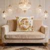 Soft Short Plush Cushion Cover Gold Moon Ethnic Festival Print 45x45cm Standard Size for Home Decoration