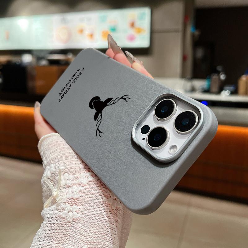 For iPhone 16 Pro Max 15 Pro 14 13 12 11 Case Deer Pattern Solid Color TPU Leather Texture Soft Matte Shockproof Phone Cover