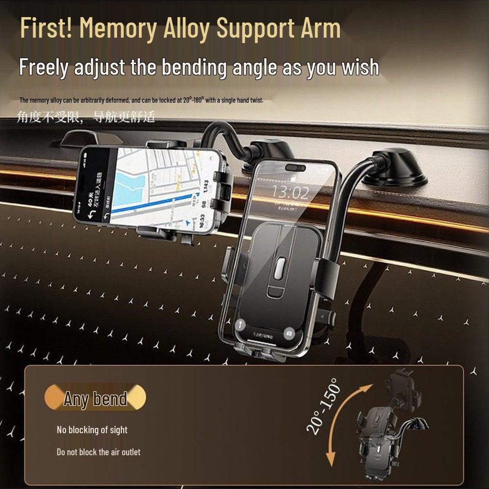 360° Car Phone Holder with Suction Cup and Vacuum Support