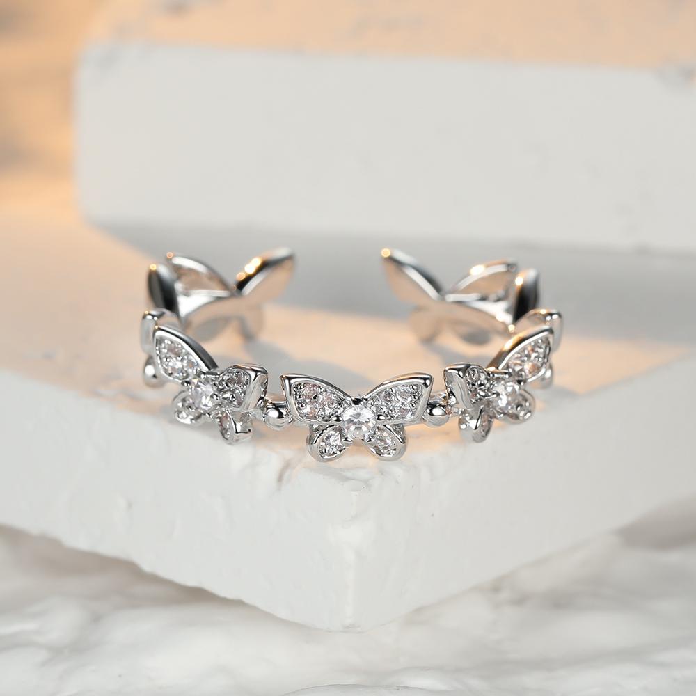

Женское роскошное кольцо с бабочкой, золотое, серебряное, открытое регулируемое кольцо с изображением животных, женские ювелирные изделия в подарок серебряный
