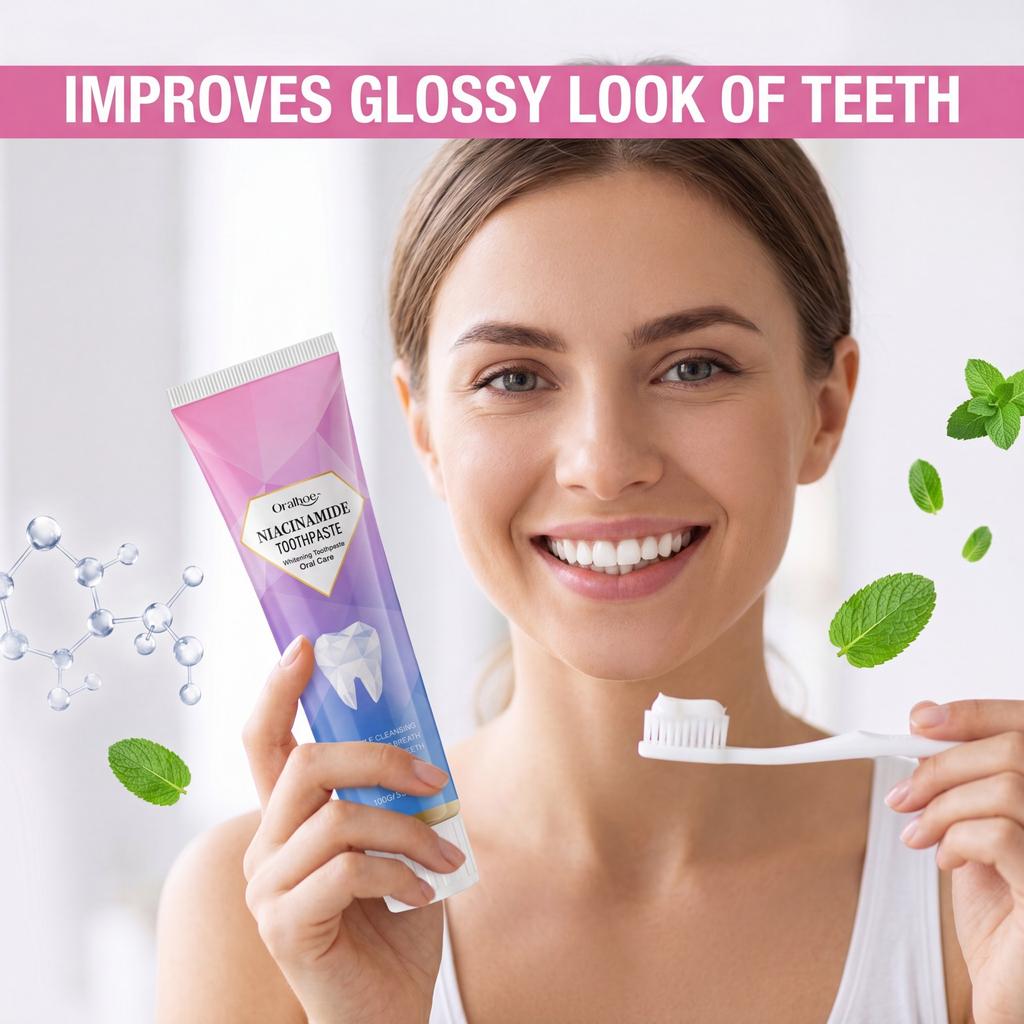 Niacinamide Brightening Toothpaste Hydroxyapatite Fresh Breath Gentle Cleansing Oral Care Brightening Daily Use Family Care 100g
