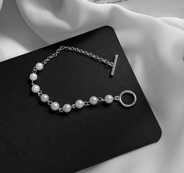 Japan and South Korea Simple Imitation Pearl Splicing Bracelet Asymmetrical Fashion Bracelet Internet Celebrity Ins Style Bracelet Women's Bracelet