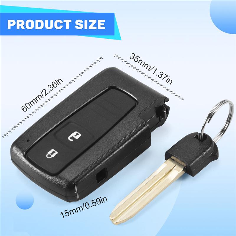 2 BUTTON SMART REMOTE KEY CASE SHELL & BLADE For TOYOTA COROLLA VERSO PRIUS