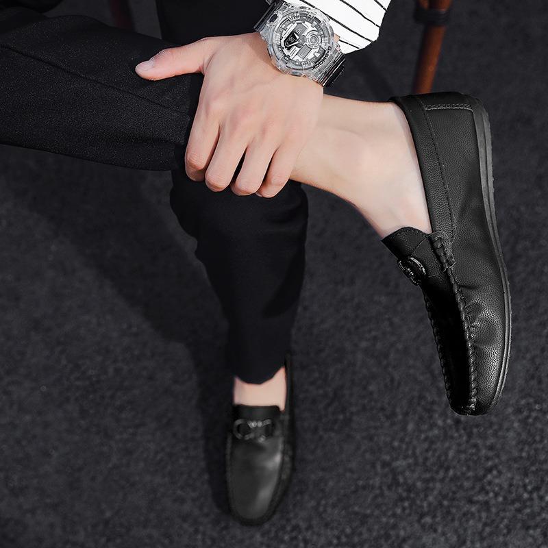 Jesień nowe męskie buty Doudou casualowe pojedyncze buty buty leniwe na jeden pedał skórzane buty na stopę Lishi