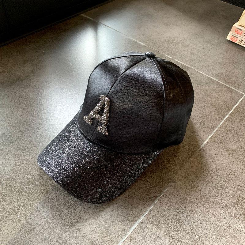 Fashion Shiny Letter A Baseball Cap Women Girl Silk Satin Spring Summer Snapback Hats Outdoor Sports Hip Hop Sun Hats Female