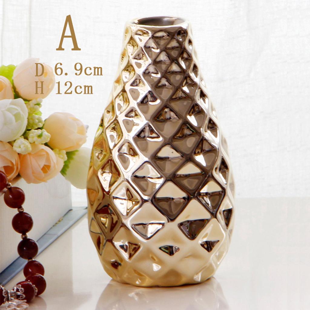 

5 inch ceramic flower vase with gold finish for living room,