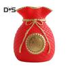 Lucky Bag Vase Wealth Bag Flower Vase Table Centerpiece Fortune Bag Money Bag Figurine for Bedroom Office Chinese New Year Decor