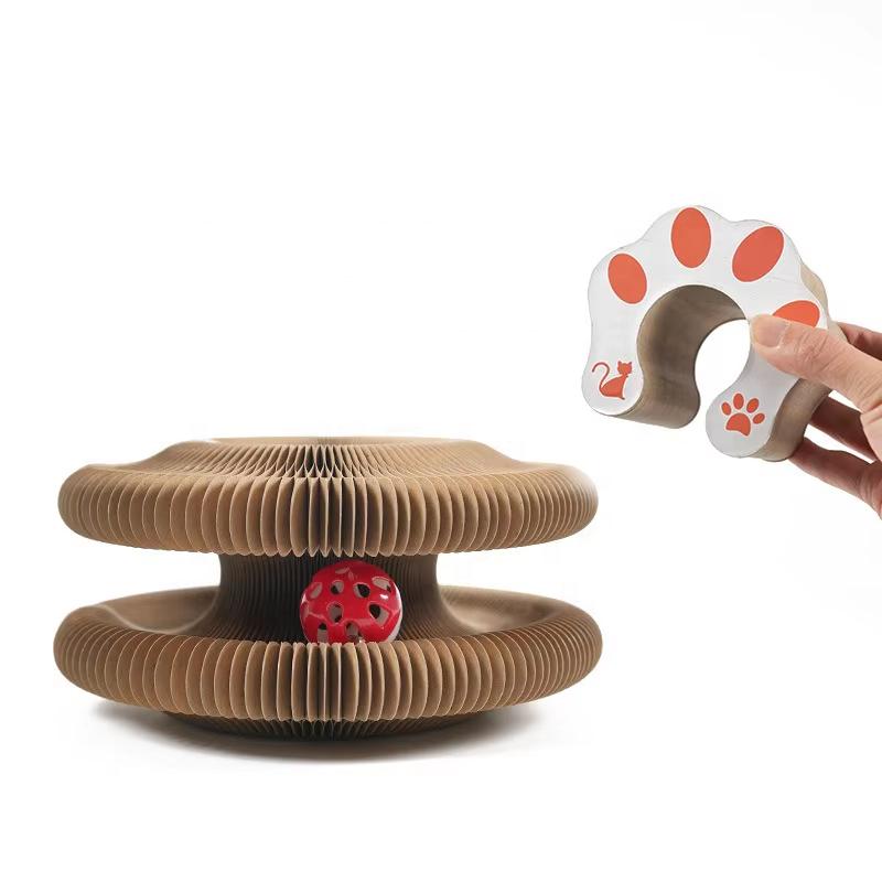 Cat Scratcher Toy Foldable Cardboard Cat Scratch Board Interactive Cat Toy With Ball for Indoor Cats