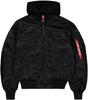 Winter Jacket Alpha Industries MA-1 ZH Back Print (128113) Zip Hood Back Print Bomber Jacket Black Reflective