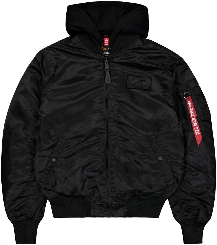 Winter Jacket Alpha Industries MA-1 ZH Back Print (128113) Zip Hood Back Print Bomber Jacket Black Reflective