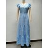 Maxi Abito Estivo Boho da Donna con Stampa Floreale Ditsy, Scollo a V, Vita Alta, Maniche a Volant, A Balze, Casual, per Vacanze al Mare