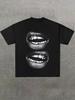 Herren Lustig Ein Lustiges Grill Lippenmuster Grafik Damen Baumwolle Sommer Übergröße Streetwear Locker Vintage Harajuku Rundhals Hip Hop