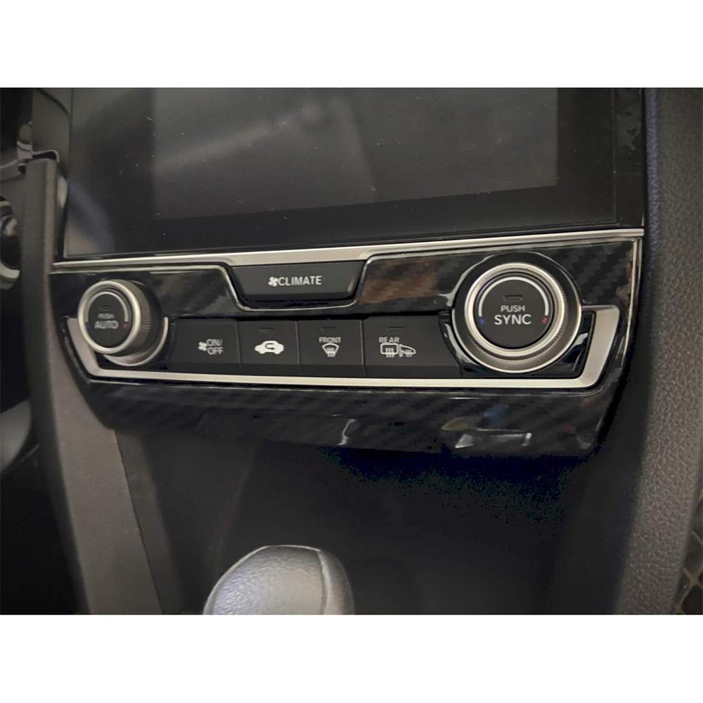 Carbon Fiber Look Center Console A/C Switch Cover Trim For Honda Civic 2016-2021