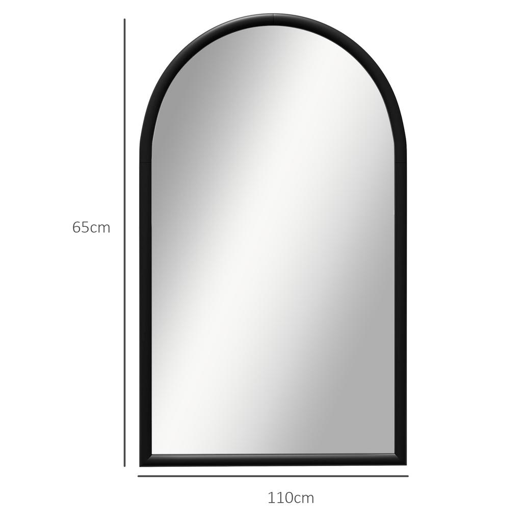 Arched Wall Mirror, 110 x 65 cm, Wooden Frame, Black