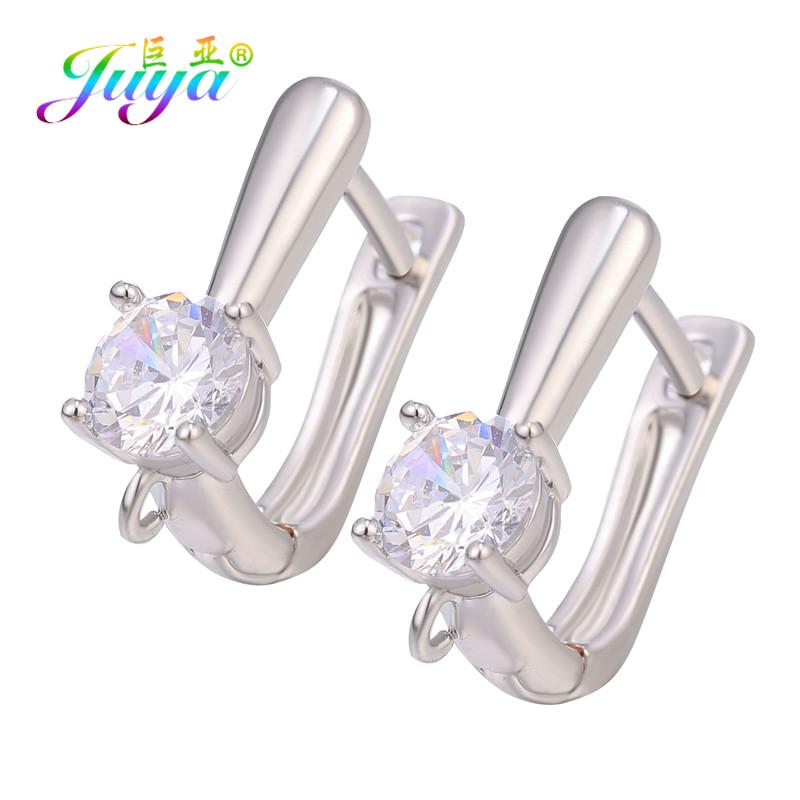 Juya Women Earrings Accessories 4 8Pcs/Lot Gold Silver Plated Shvenzy Ear Wire Fixture Fastener Bale DIY Earring Hooks Clasp