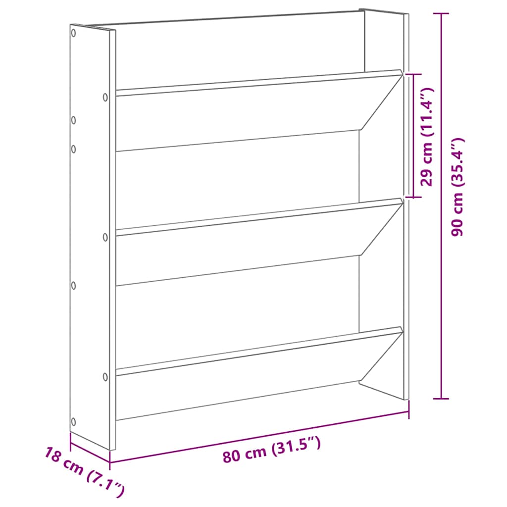 Shoe Cabinet Black Oak Effect 80 x 18 x 90 cm Engineered Wood