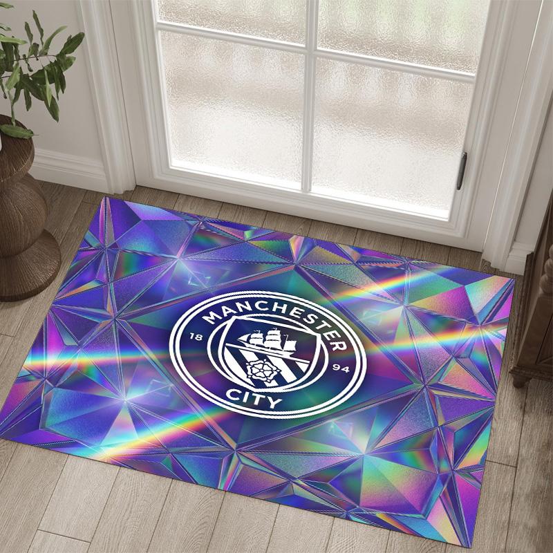 Manchester City Design Crystal Velvet Carpet Cozy Non?Slip Printed Rug For Bedroom Living Room Entrance