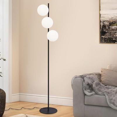 Living Room Floor Lamp - NETTLIFE - 3-bulb Floor Lamp - Metal and Glass - Foot Switch - E27
